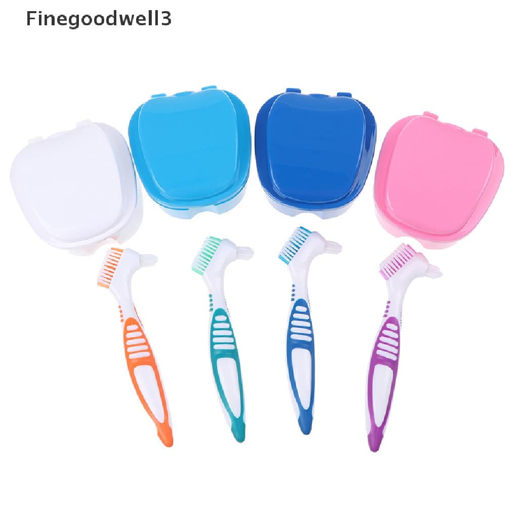 Finegoodwell3 Caixa De Dentura E Conjunto De Escovas Dentadura Para Limpeza De Dentes
