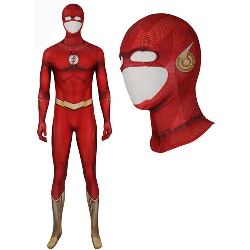 Fantasia Cosplay The Flash Série Barry Allen Com Máscara