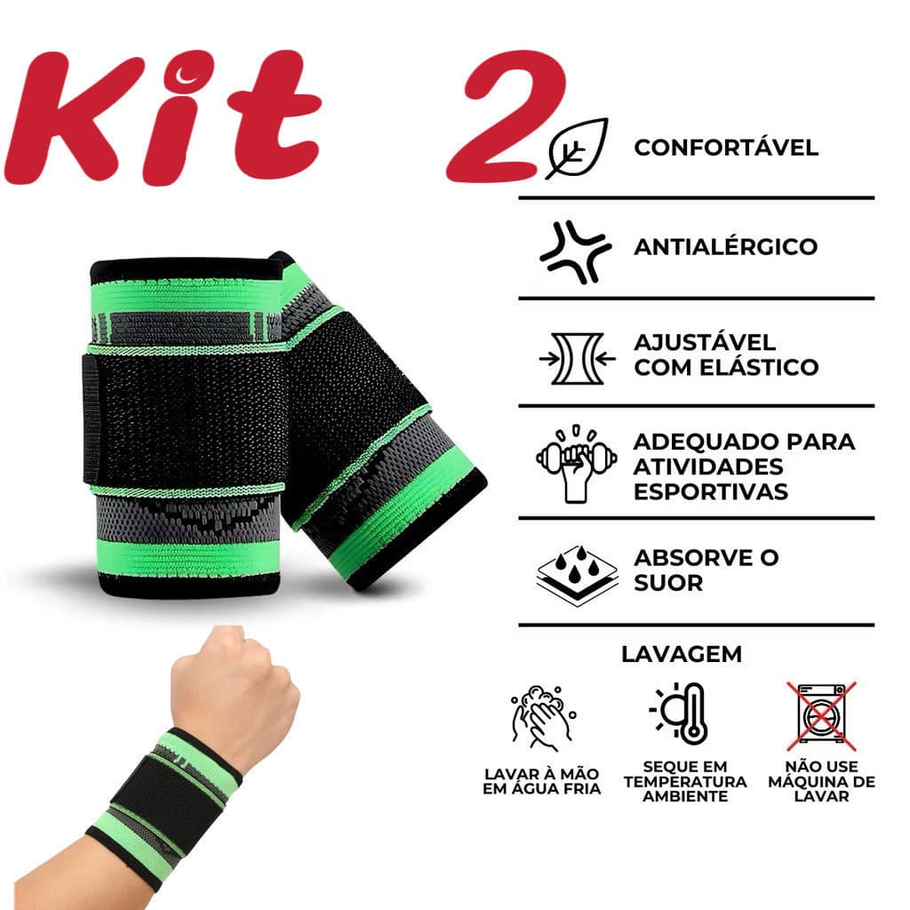 Kit 2 Munhequeira Compressão Esporte Academia Treinamento