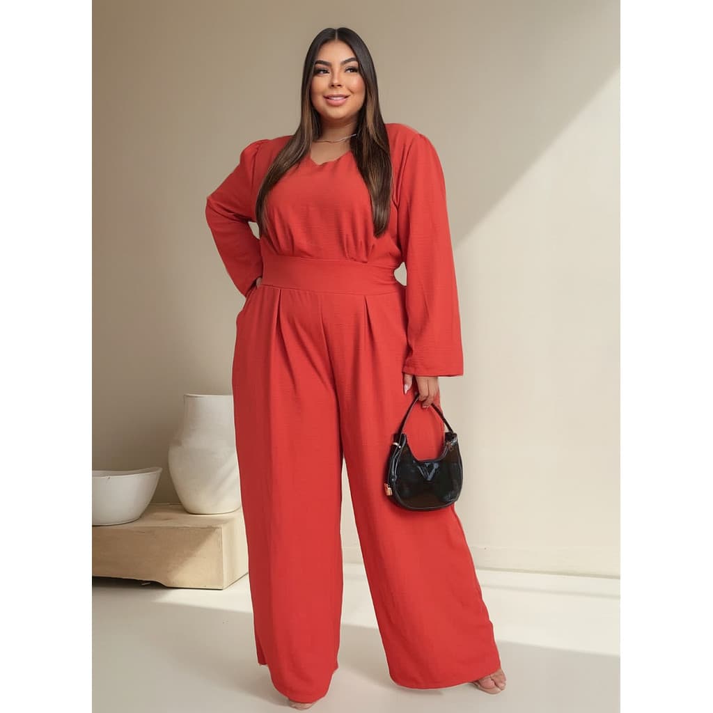 Macacão Plus Size Manga Longa Promoção