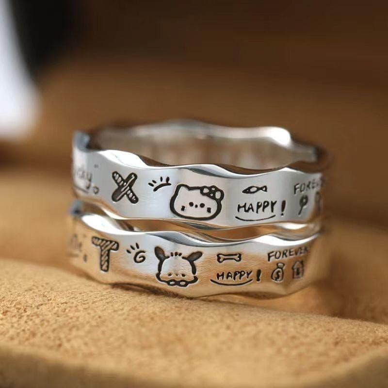 Moda Pochacco Hello Kitty Casal Anel De Dedo Para Homens E Mulheres Joias Presente