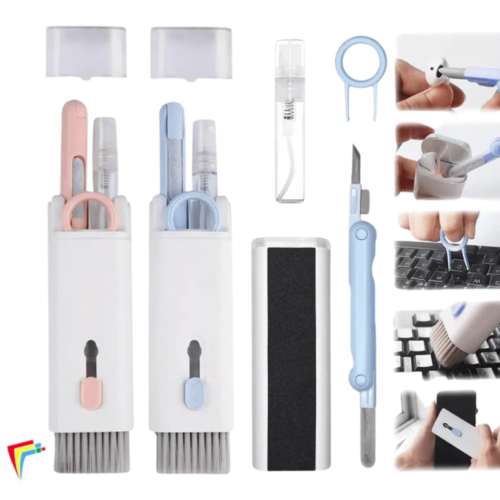 Kit De Escova De Limpeza De Teclado 7 Em 1 Multifuncional Portátil Para Computador/Fone De Ouvido/Ferramentas