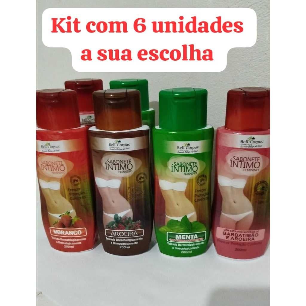 Kit com 6 unid Sabonete Íntimo Feminino Bell Corpus - 200 ml - fragancias á sua escolha