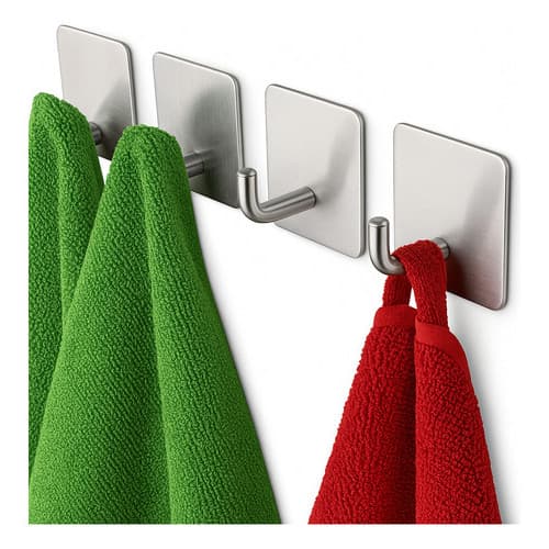 Kit 4 Ganchos Aço Adesivos Para Porta De Toalha De Parede