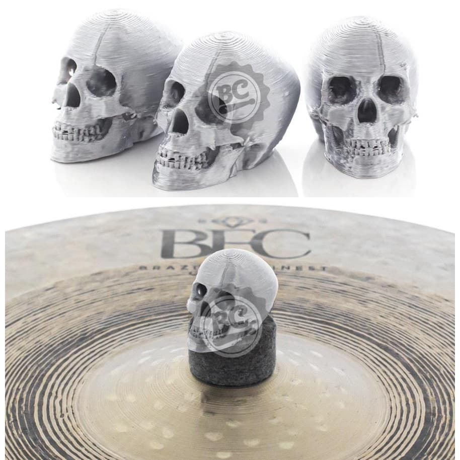 Borboleta D-Tuner Caveira Prata Skull Cymbal para estantes de prato padrão 8mm kit com 3 unidades