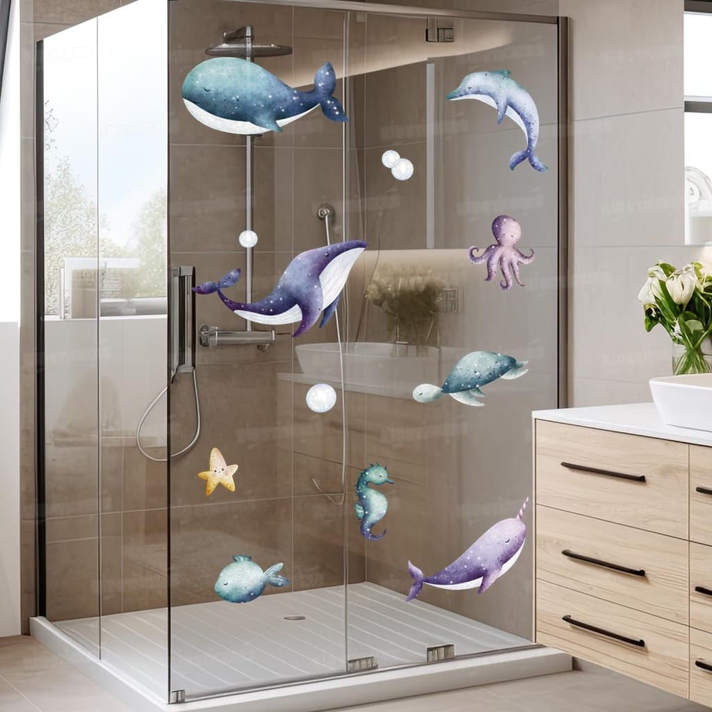 Adesivo Fundo do Mar Infantil Lavável Seguro Fácil Aplicação Quarto Bebê Box Banheiro ou Piscina Kids