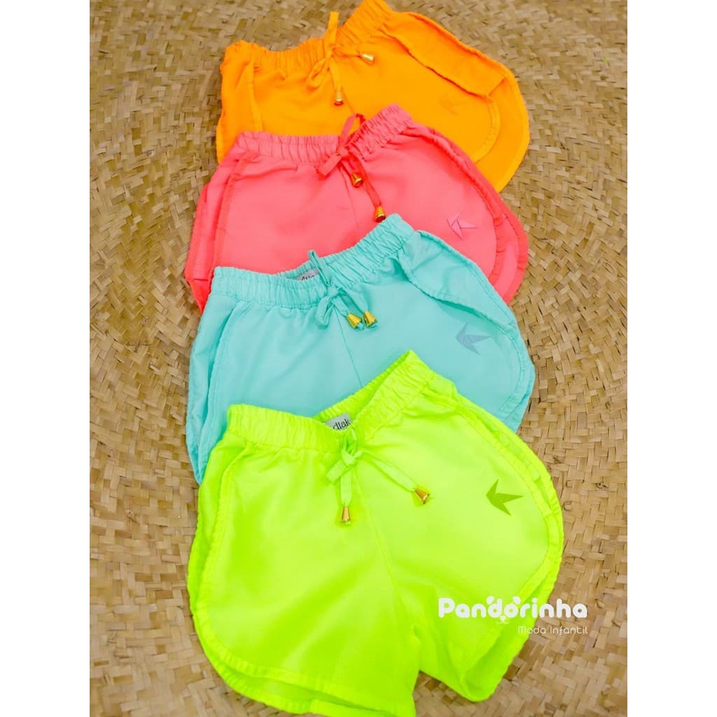 KIT4 SHORT BERMUDINHA INFANTIL MENINA TACTEL PRAIA PISCINA
