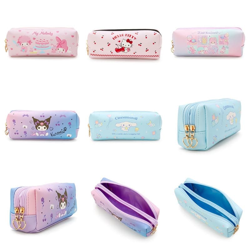 Estojo Sanrio Material Escolar Kuromi Hello Kitty Rolo de Canela com Zíper Duplo -- && *** &