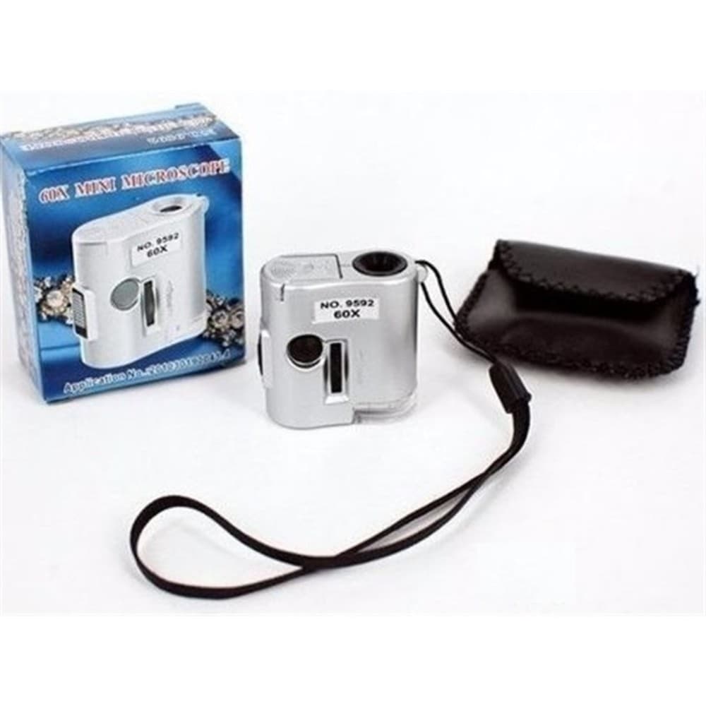 Mini Microscópio De Bolso Lupa Portátil Aumento 60x Conta Fios