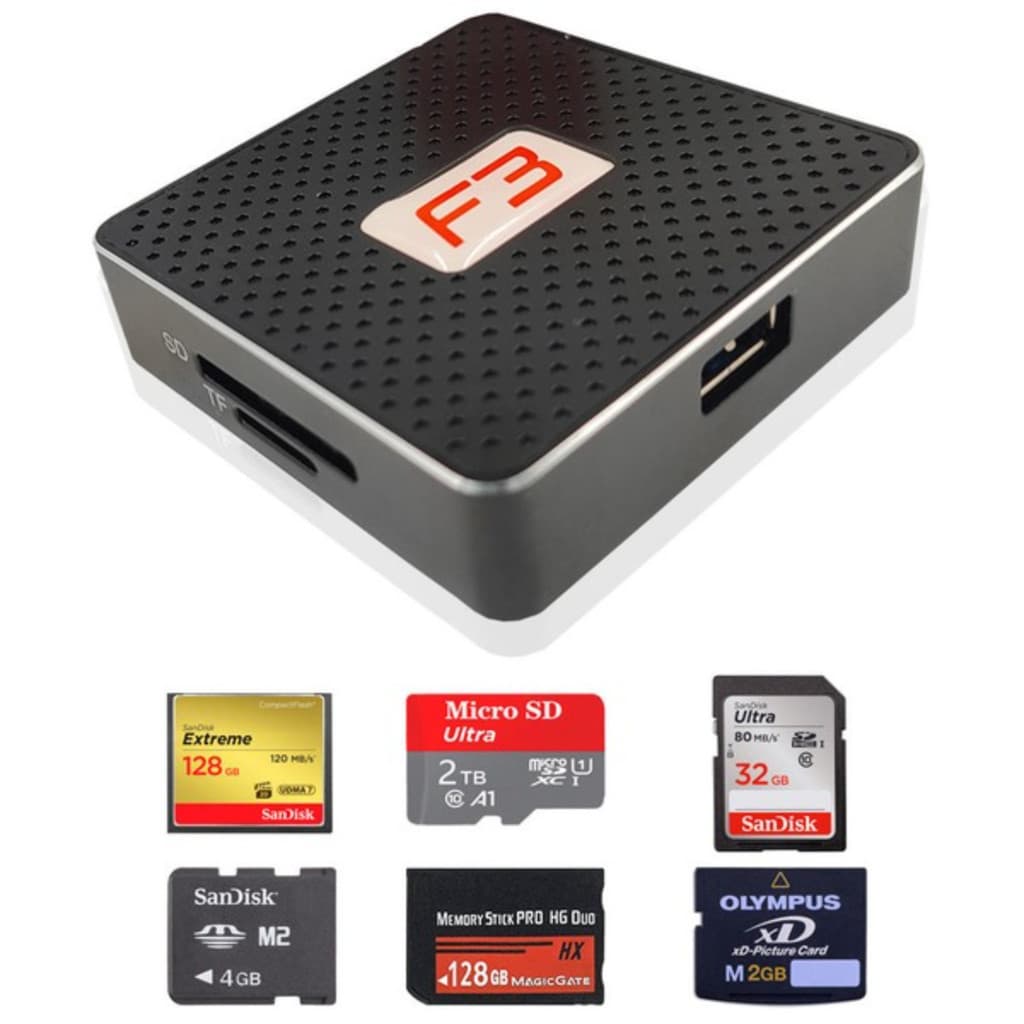 Leitor de Cartão USB 3.0 Alta Velocidade 6 em 1, Lê SD MicroSD CF MS M2 XD F3 JC-LT3.0