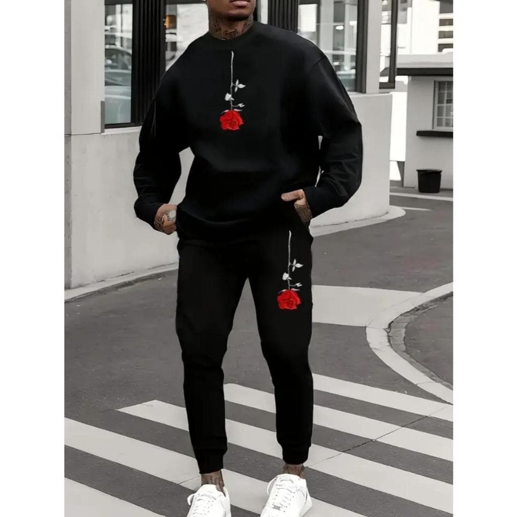 Conjunto Blusa de Frio Preto Gola Careca + Calça de Moletom Modelo: "Rosa" CONJ-1823-PT ! RADICAL STREET