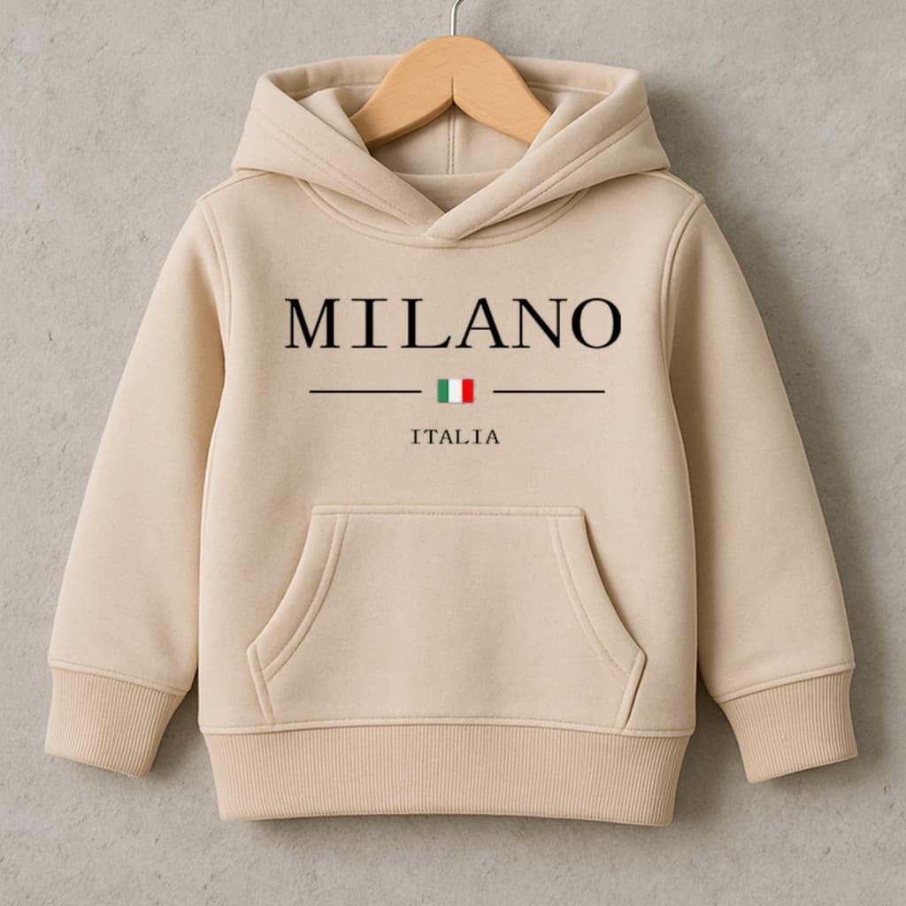 Moletom infantil Estampado Milano Com Capuz Canguru Algodão Peluciado