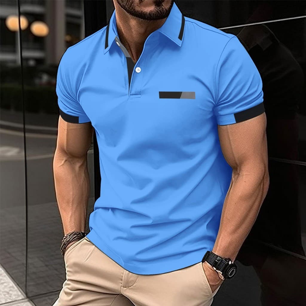 Roupas Masculinas Com Impressão Digital 3D Manga Curta Camiseta Lapela Casual Botão Pólo
