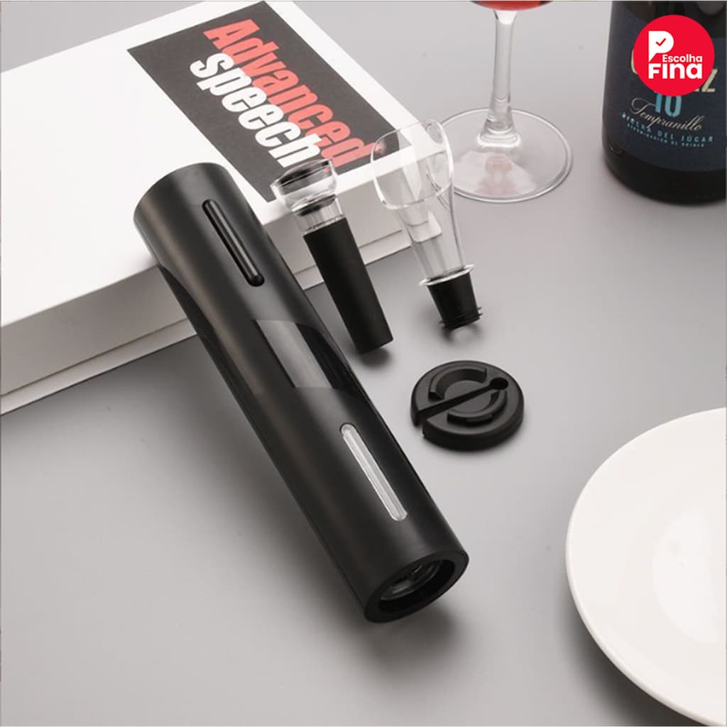 Abridor De Garrafa Vinho Elétrico Automático Saca Rolha A Pilha Presente Elegante
