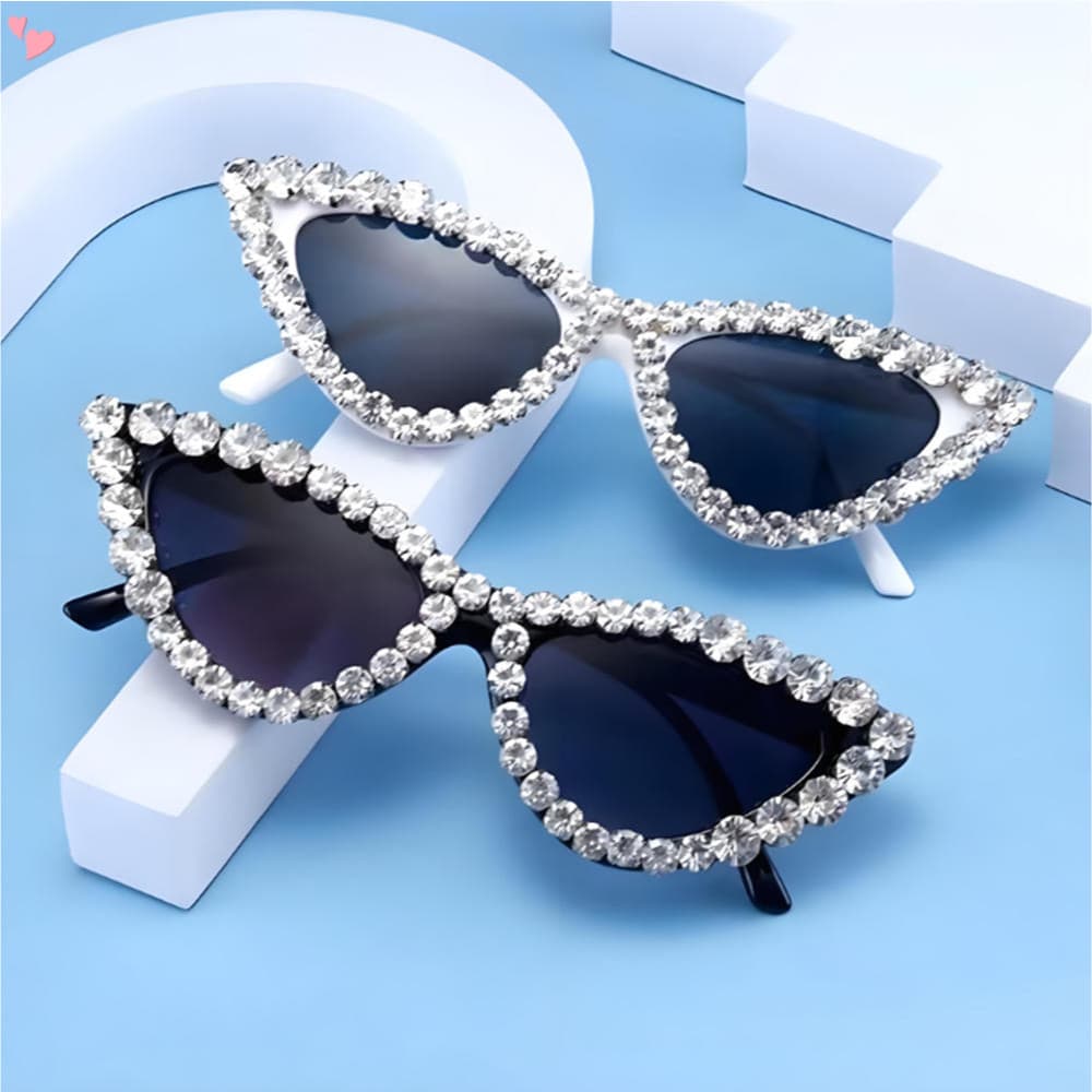 Óculos De Sol Olho De Gato De Cristal Brilhante Feminino Quadrado Strass Pérola Festa Diamante Bling Punk Eyewear