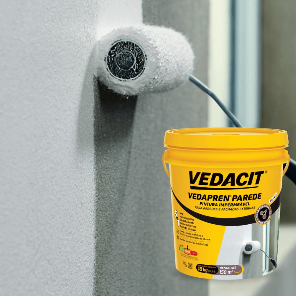Vedapren Parede Pintura Emborrachada 18Kg Vedacit Hidrorrepelente Alto Desempenho Área Externa
