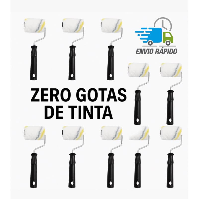Rolo de Pintura Lã Microfibra Polipop Zero Respingo 5cm (6, 8 ou 10 Unidades)