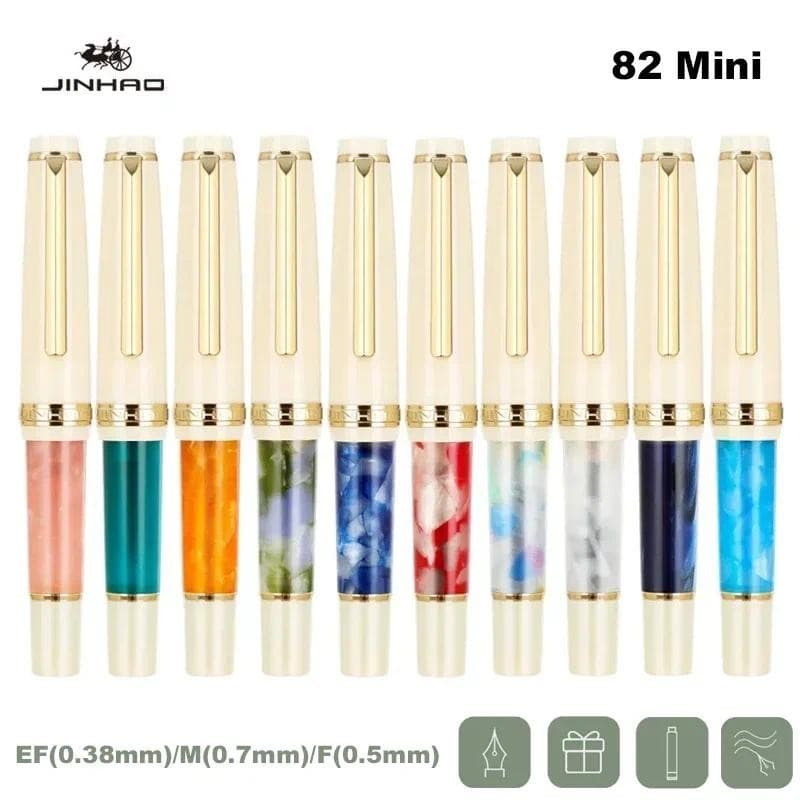 Jinhao 82 Mini Caneta-Tinteiro Curta Luxo Elegante Canetas 0.38/0.5/0.7mm Nib Material De Escrita Papelaria