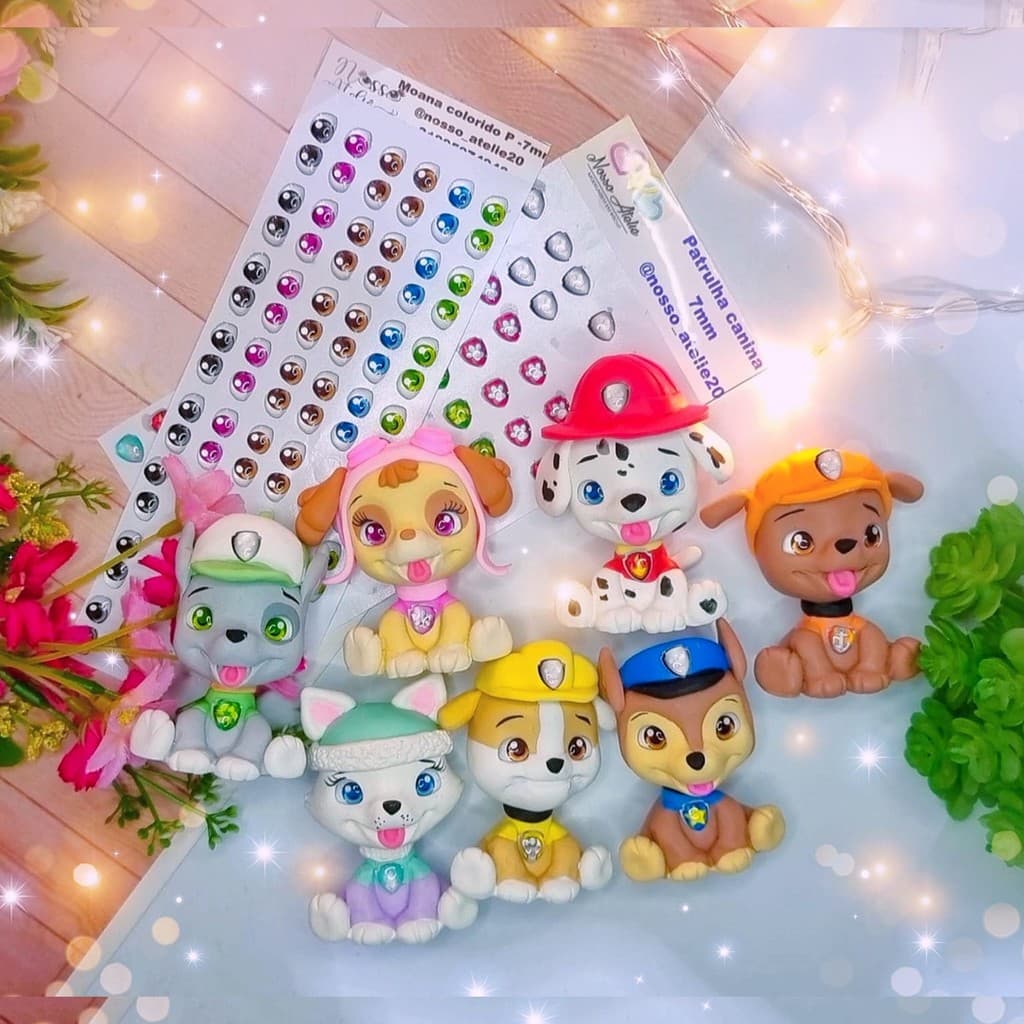 Olho Adesivo Resinado Patrulha canina, olhos dos cachorrinhos biscuit, eva, personalizados