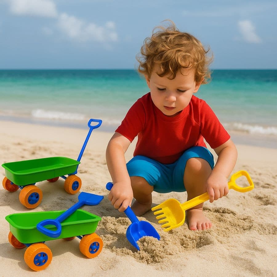 Brinquedos De Praia Com Moldes De Areia E Veículos De Engenharia Presente De Verão