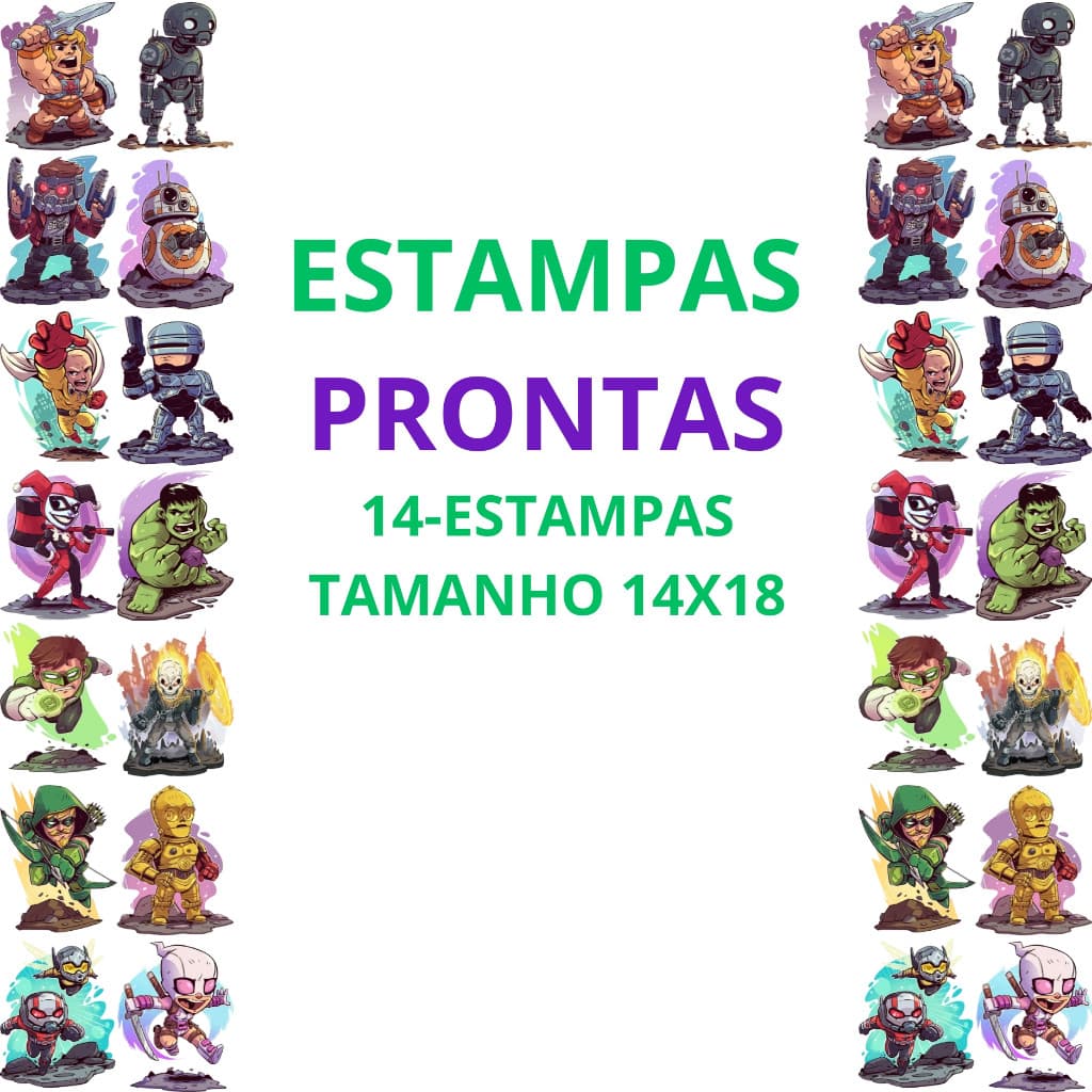 DTF Impressão Com Estampas Prontas Para Camisetas e Tecidos Variados 14 Estampas 14X18 Promoção Envio Rapido