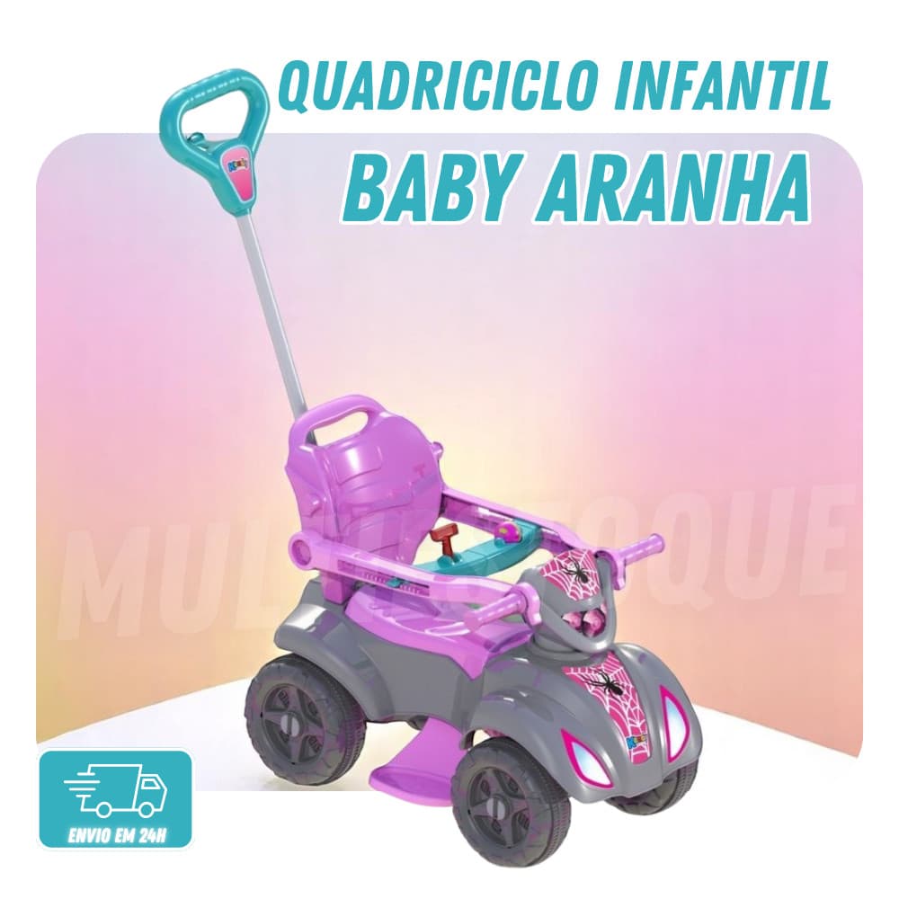 Quadriciclo Infantil Baby Aranha Girl - Rosa