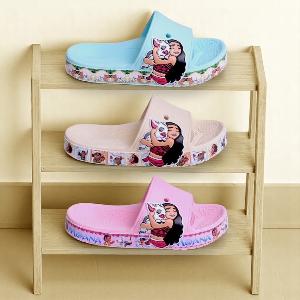 Sandália Slide Moana Menina Feminino Infantil Criança Confortável Leve