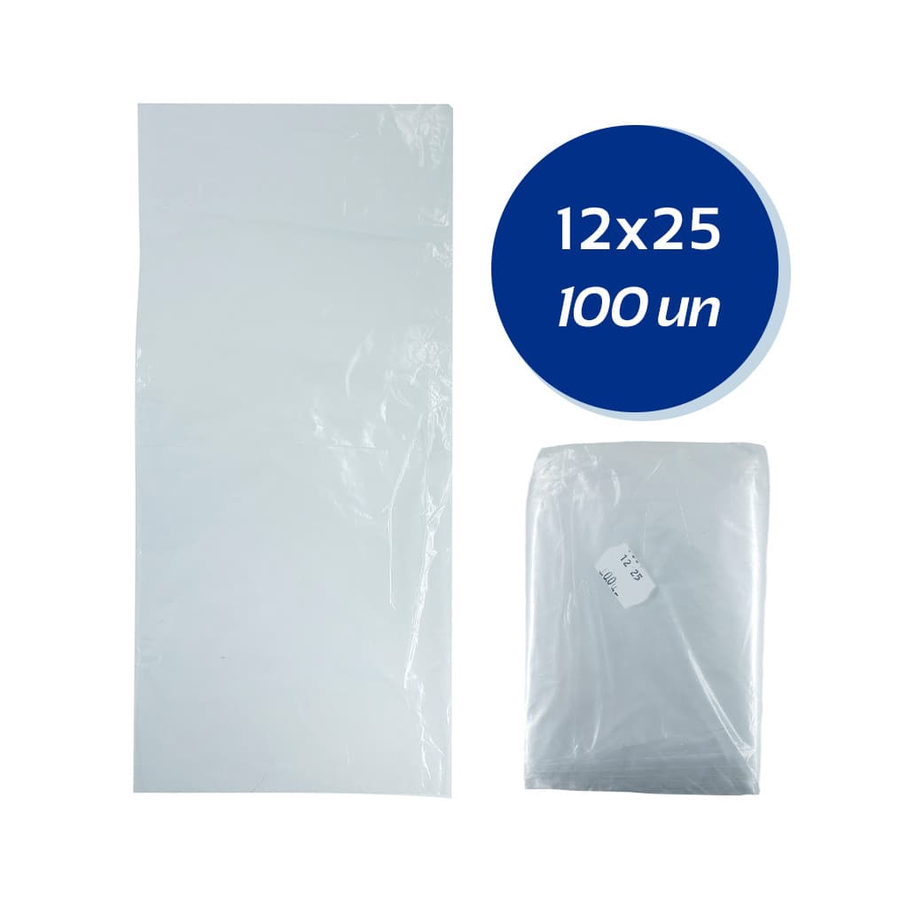 Saco Plástico 12x25 com 100 unidades