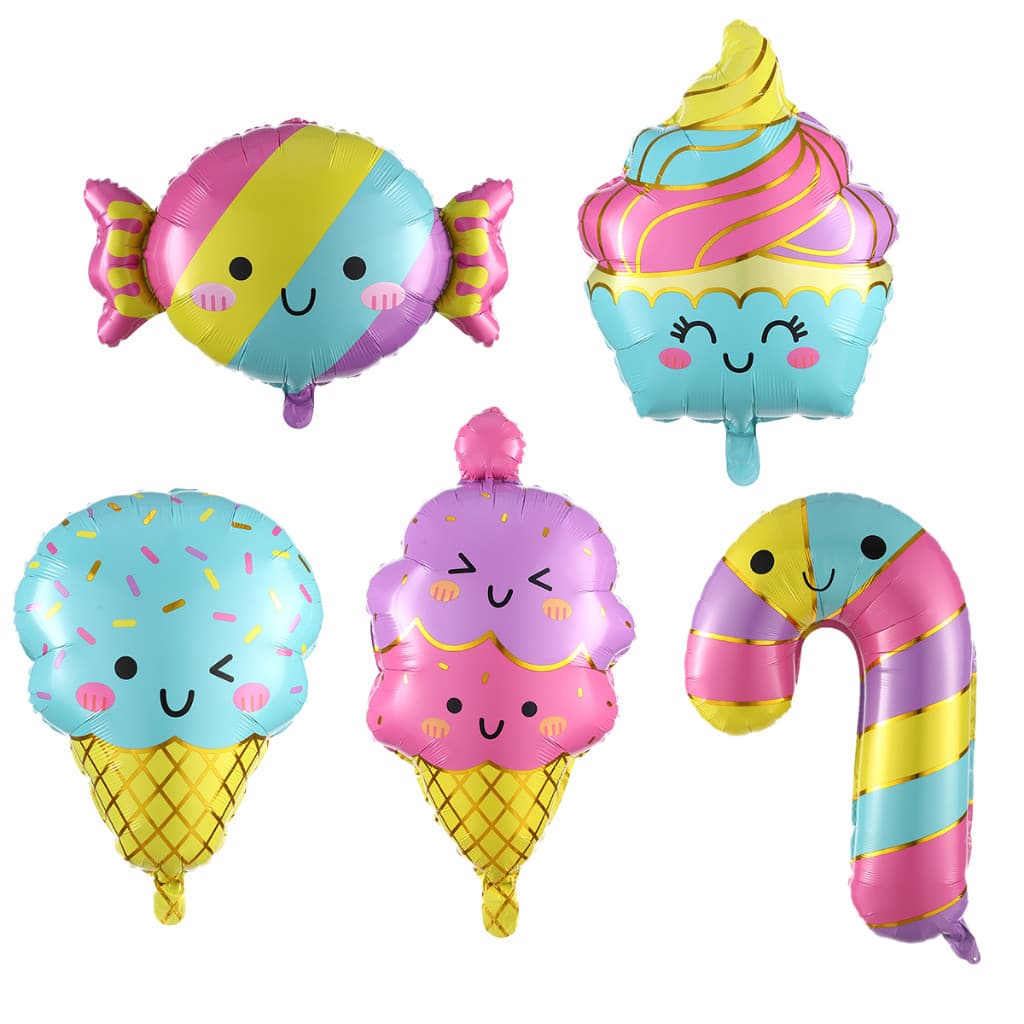 Conjunto de 5 peças doce sorvete bolo balão de papel menina verão festa de aniversário doces Bar decorações brinquedos i