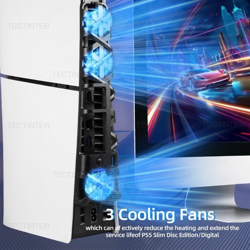 Ventilador Cooler PS5 Slim Refrigeração LED Azul USB