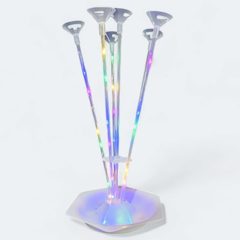 Kit Suporte de Mesa, Suporte Para Balão com 6 Hastes 32cm Com Luzes de Led Coloridas 3 Modos