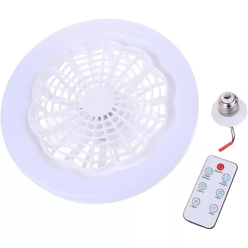 Ventilador De Teto Com Led Lâmpada Novo Com Controle Remoto Bordado Bivolt 30W