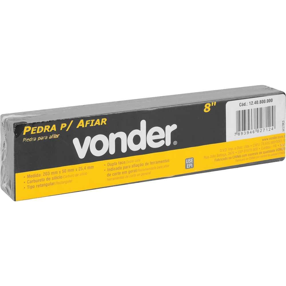 Pedra para afiar dupla face 8" faca facão enxada foice cutelo retangular, VONDER