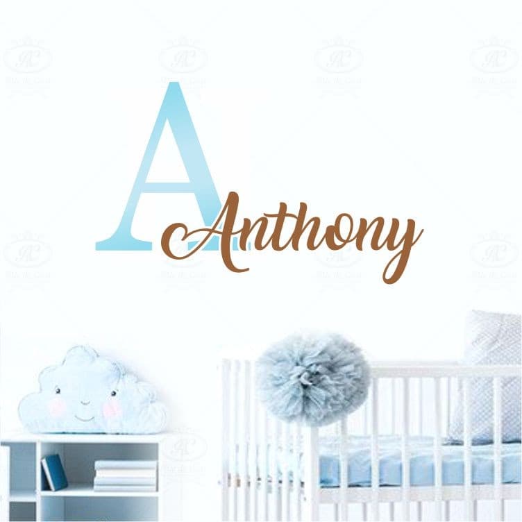 Adesivo Decorativo  somente o nome e letra maior Azul