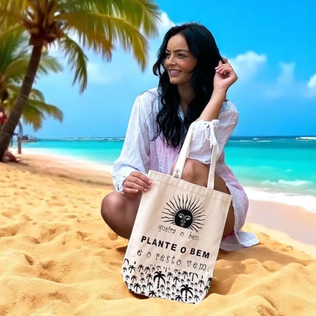 Ecobag Desenho Sol Algodão Cru Sacola Bolsa 35x40 Qualidade Pronta Entrega