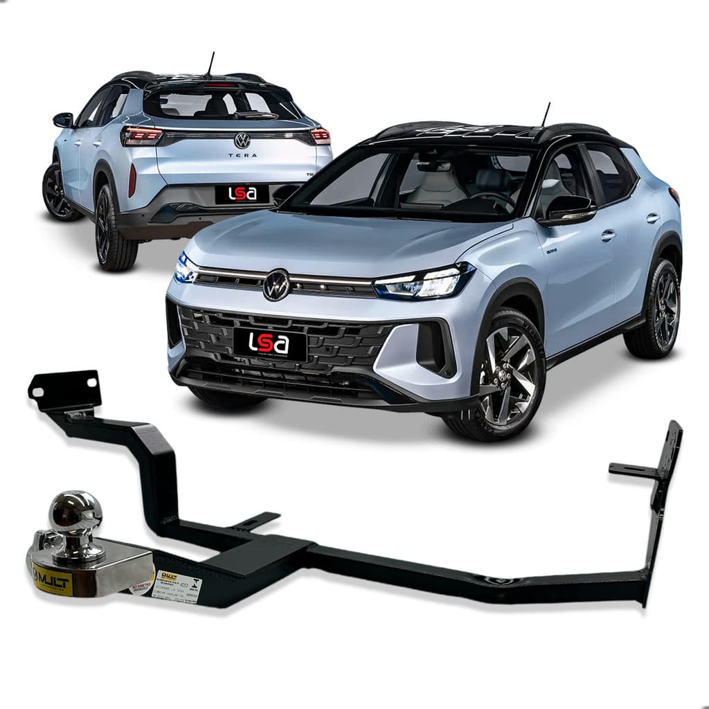 Engate Reboque Volkswagen Tera 2026 400Kg 1° Linha com Tomada Elétrica e Capa Protetora para Carretinhas e Trailers
