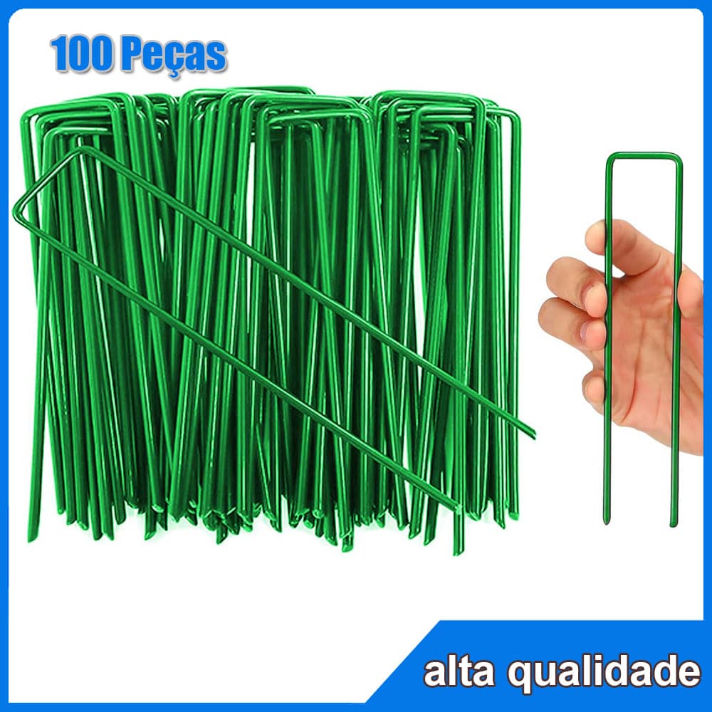 100 Unidades verde Grampo Para Fixação De Grama Sintética ganchos de fixação para jardinagem