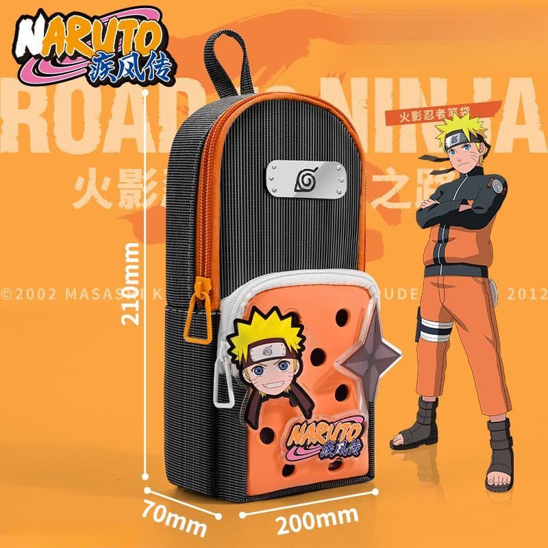 Estojo de papelaria Naruto, estojo escolar para estudantes, estojo de lápis de grande capacidade para meninos, estojo de