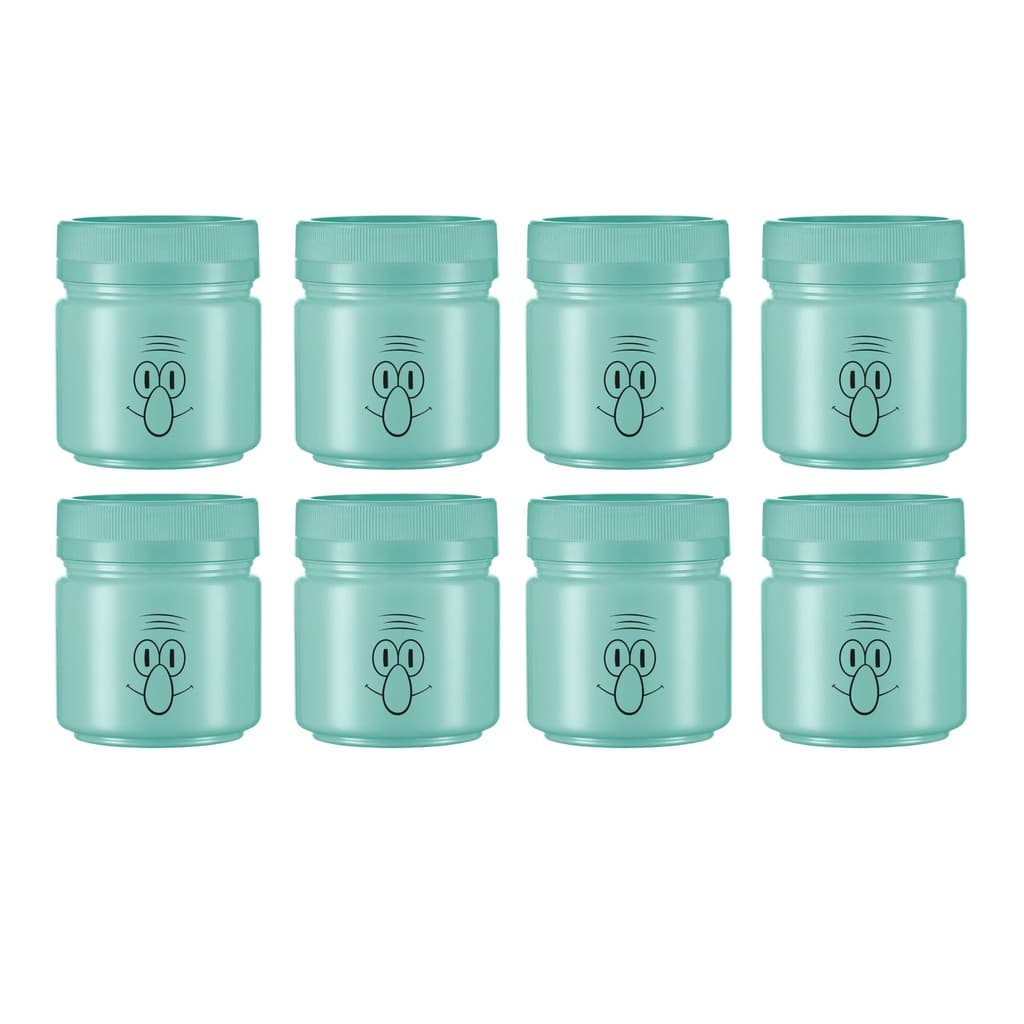 Kit 8 Mini Pote Organizadores Plastico 150ml Lula Molusco Verde Claro Empilhável Coleção Bob Esponja