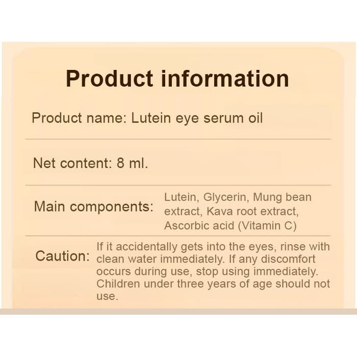 Óleo Para Os Olhos Firme Produtos Cuidados Com Aliviar A Fadiga Ocular Hidratante E Refrescante Luteína Hidratar Solução