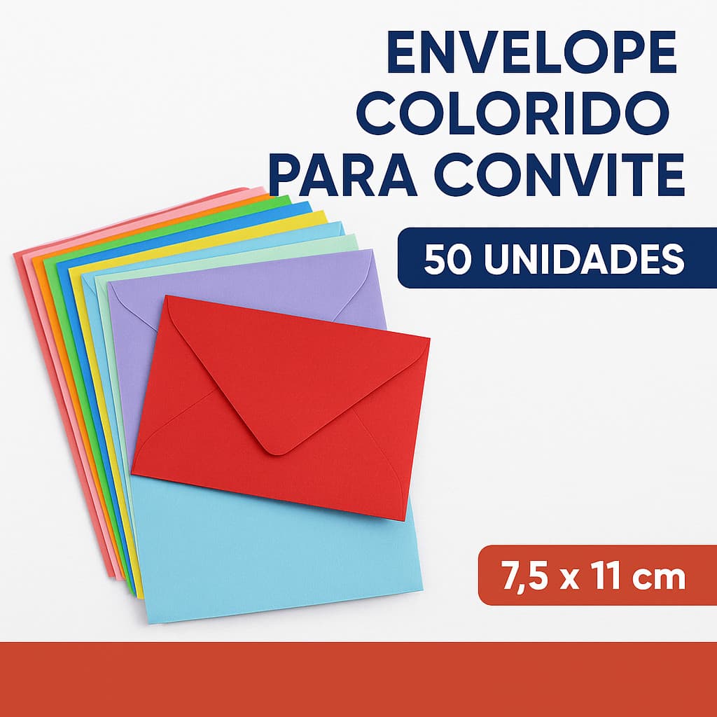 Kit com 50 Envelopes Coloridos 7,5x11cm – Ideal para Convites e Eventos