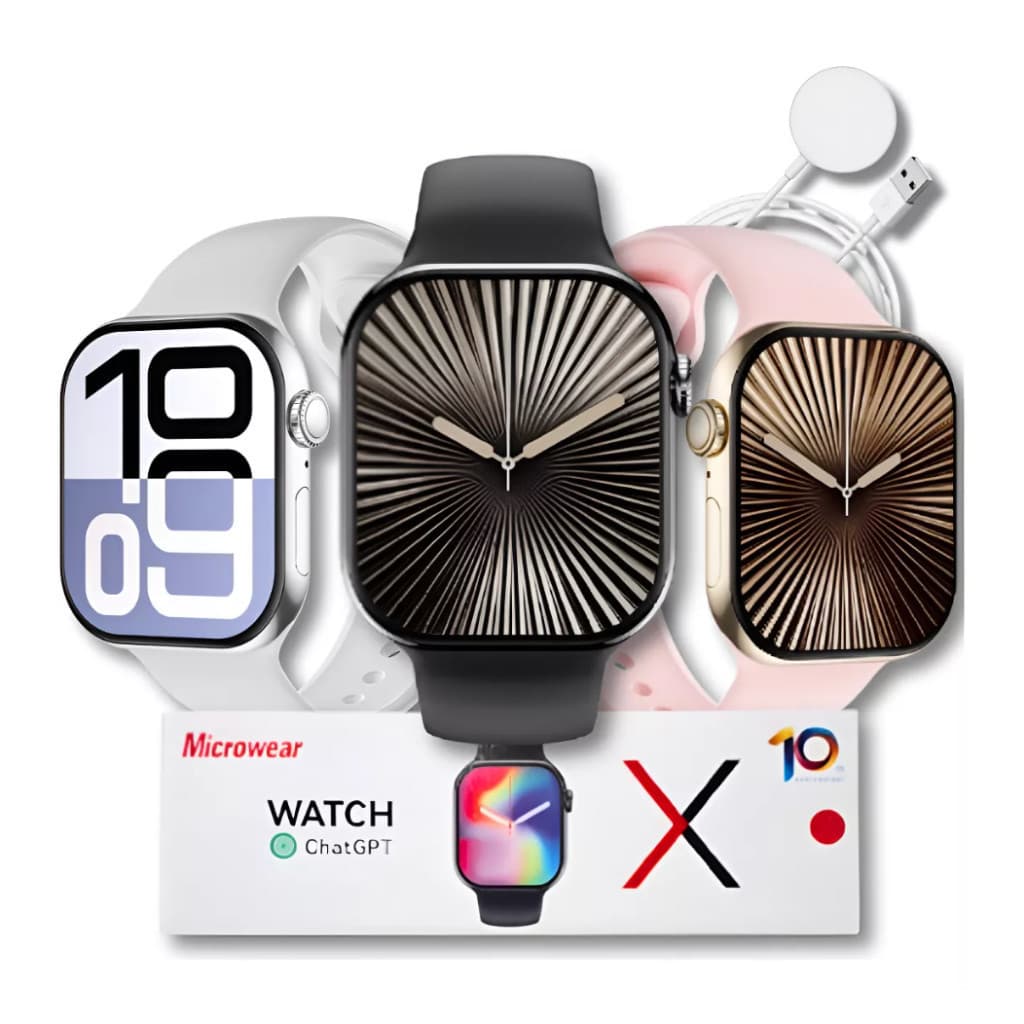 2025 Smartwatch W10 Série 10 Microwear 47mm Original Chat GPT Armazena 1GB Fotos Música Termômetro IP68