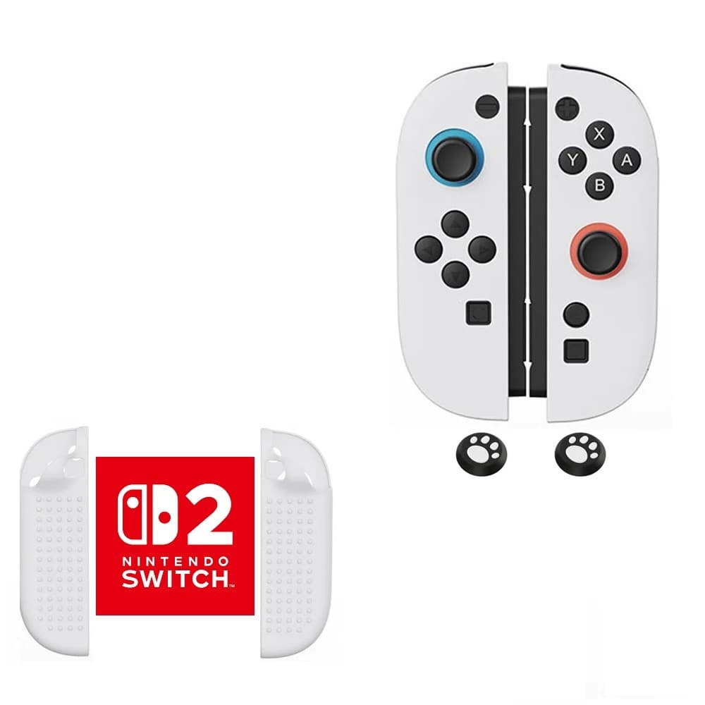 CAPA BRANCA CASE JOYCON 2 ANTIDERRAPANTE NINTENDO SWITCH 2 SILICONE PROTEÇAO