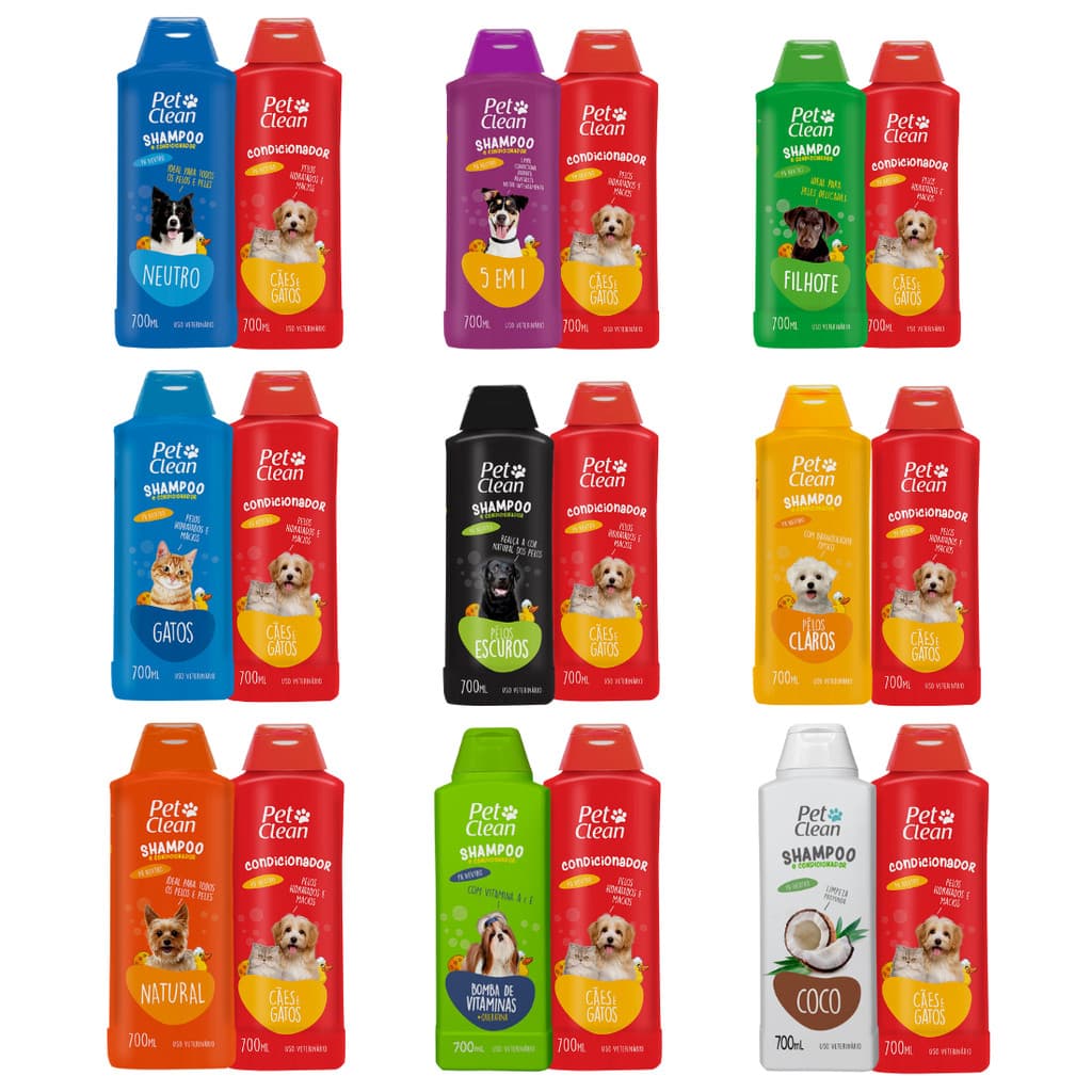 Kit Shampoo + Condicionador para Cachorro e Gato Pet Clean