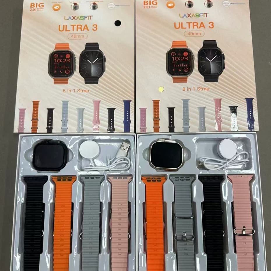 2025 Nova Ultra 3 Smartwatch 8 Em 1 PK T800 Carregamento Sem Fio Com 8 Alças