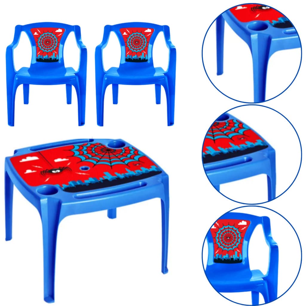 Kit Mesa e 2 Cadeira Infantil Poltrona Teia do Homem Aranha Azul