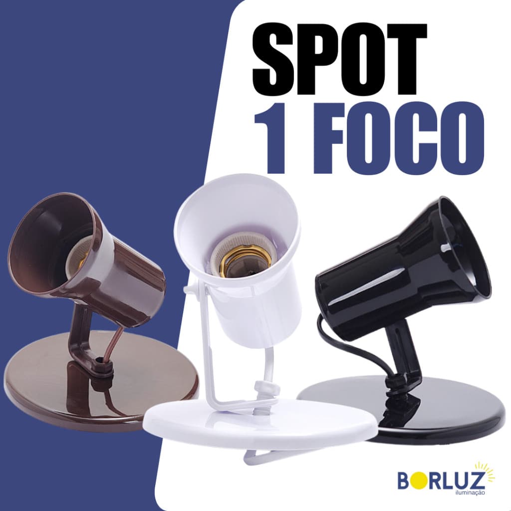 Kit Luminária Spot Led Sobrepor Teto e Parede 1 Foco Direcionável 360º Bivolt 110v 220v Área Interna