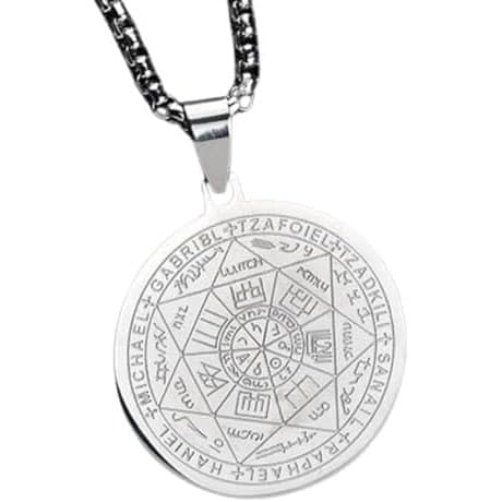 Medalhão de Aço Inoxidável com Selo dos 7 Arcanjos – Unissex – Proteção Espiritual e Fé Cristã