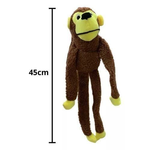 （NOVO）Brinquedo Cachorro Pelúcia Macaco 45 Cm Com Apito E Olhos Bordados - ENVIO RÁPIDO