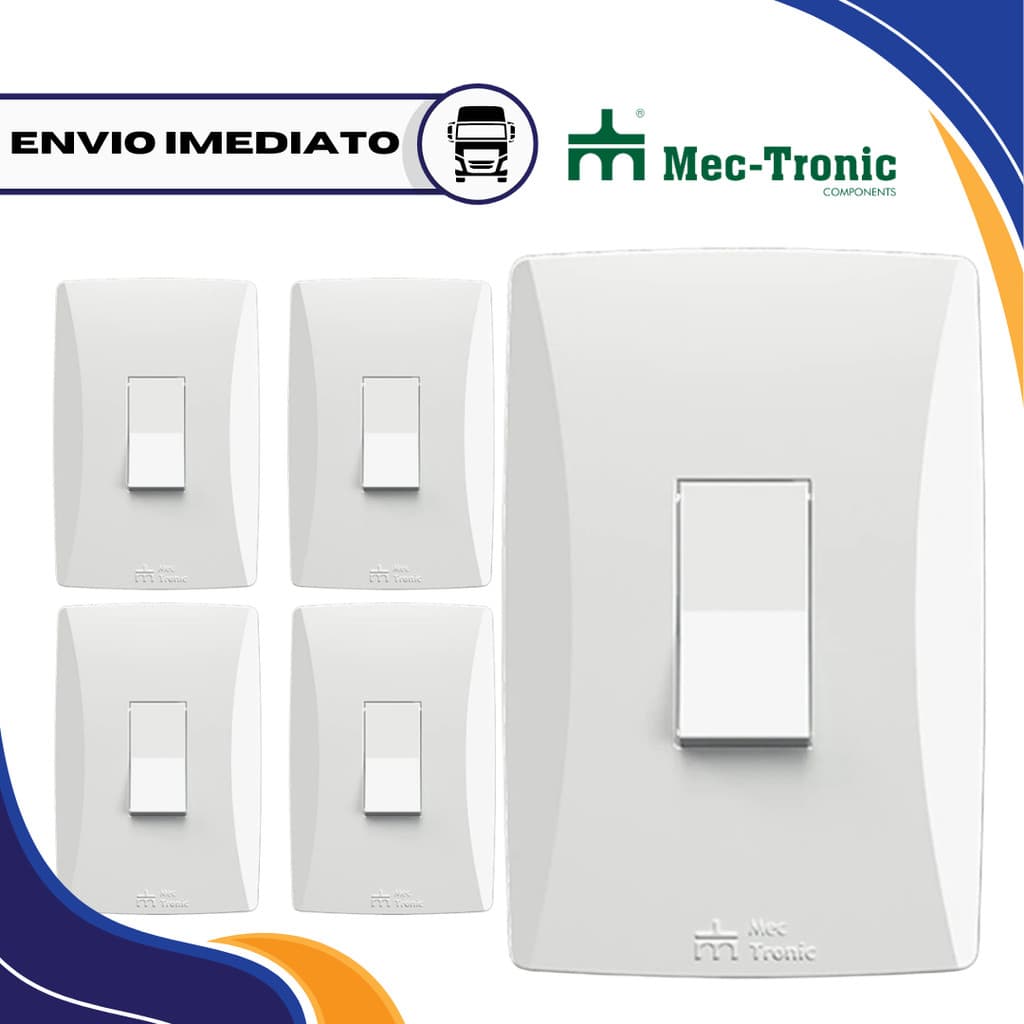 Kit 5 Interruptor Simples Modular Branco Linha Petra Mectronic